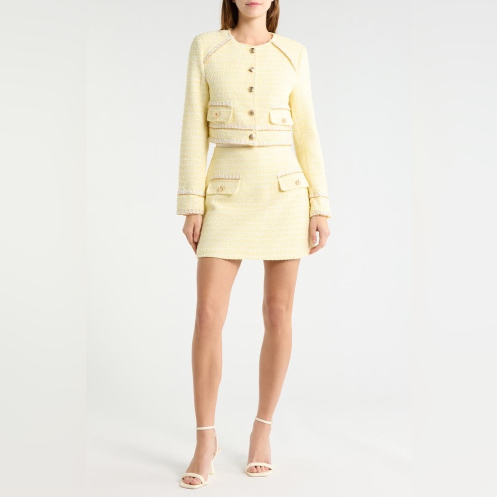 Avec Les Filles Yellow Tweed Chain Trim Set - Picture 2 of 16